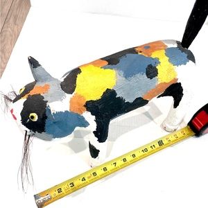 Luxury Wooden Home decor artisan cat Made in Mexico